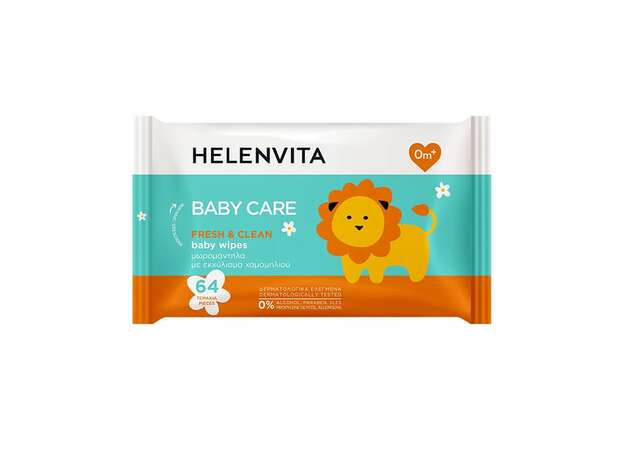 Helenvita Baby Wipes Mωρομάντηλα με Εκχύλισμα Χαμομηλιού 64 Τεμάχια