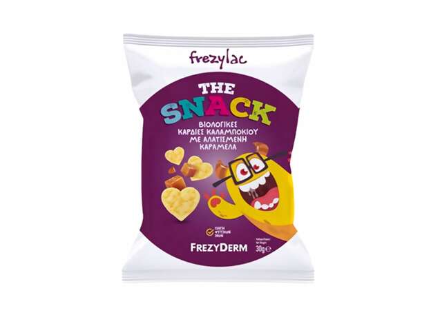 FrezyDerm Frezylac The Snack Organic Corn Salted Caramel Βιολογικές Καρδιές Καλαμποκιού με Αλατισμένη Kαραμέλα, 30g