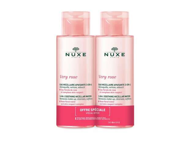 Nuxe Promo Very Rose 3-in-1 Soothing Micellar Water Μικυλλιακό Νερό Καθαρισμού για Πρόσωπο & Μάτια, 2x400ml