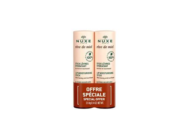 Nuxe Promo Reve de Miel Stick Levres Lip Moisturizing Stick Ενυδατικό Στικ Χειλιών, 2x4g