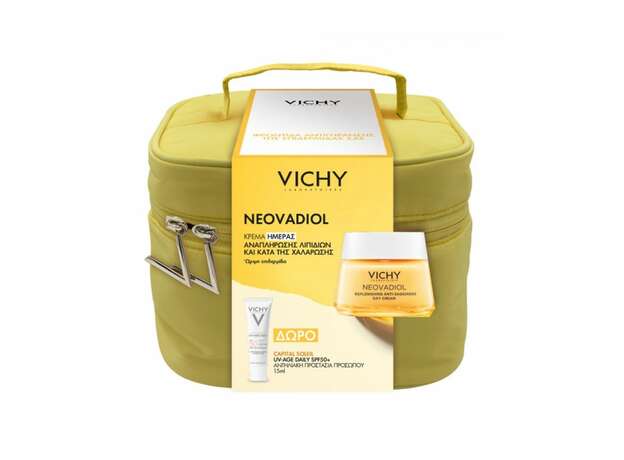 Vichy PROMO Neovadiol Kρέμα ημέρας για Ενίσχυση Πυκνότητας & Εφέ Lifting 50ml & ΔΩΡΟ Capital Soleil UV-AGE DAILY SPF50+ 15ml & Κίτρινο Νεσεσέρ 1τμχ