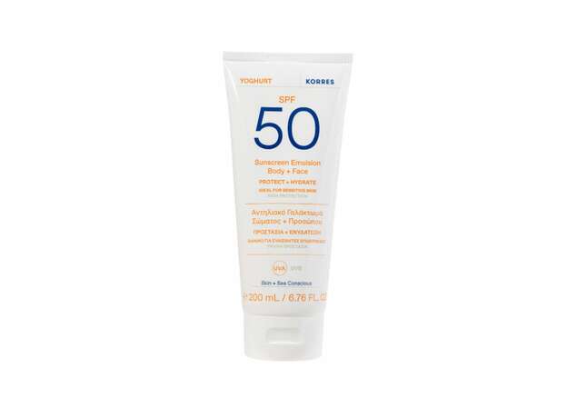 Korres Yoghurt Sunscreen Emulsion Body & Face Αντηλιακό Γαλάκτωμα Σώματος & Προσώπου SPF50, 200ml