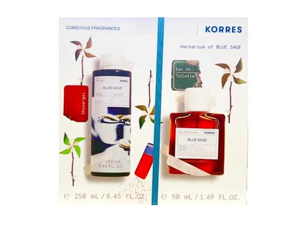 Korres Promo Blue Sage Ανδρικό Αφρόλουτρο, 250ml & Blue Sage Eau De Toilette Ανδρικό Άρωμα, 50ml, 1σετ