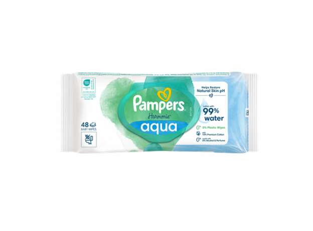 Pampers Harmonie Aqua Baby Wipes 0% Plastic 48 τεμάχια