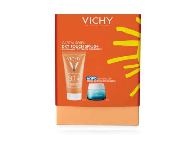 Vichy Capital Soleil Dry Touch SPF50+ Αντηλιακή Κρέμα Προσώπου, 50ml & Δώρο Mineral 89 Κρέμα Booster Ενυδάτωσης, 15ml, 1σετ