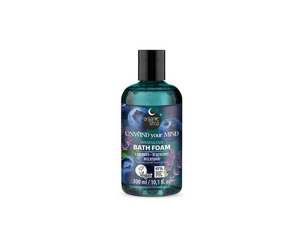 Organic Shop Dreamy Night Χαλαρωτικός Αφρός Μπάνιου Unwind Your Mind με Λεβάντα, Blueberry & Μελατονίνη, για Απόλυτη Χαλάρωση & Ήρεμο Ύπνο, 300ml