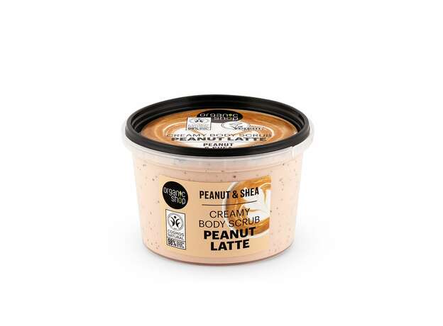 Organic Shop Peanut latte κρεμώδες scrub σώματος, Φιστίκι & Βούτυρο Καριτέ 250ml