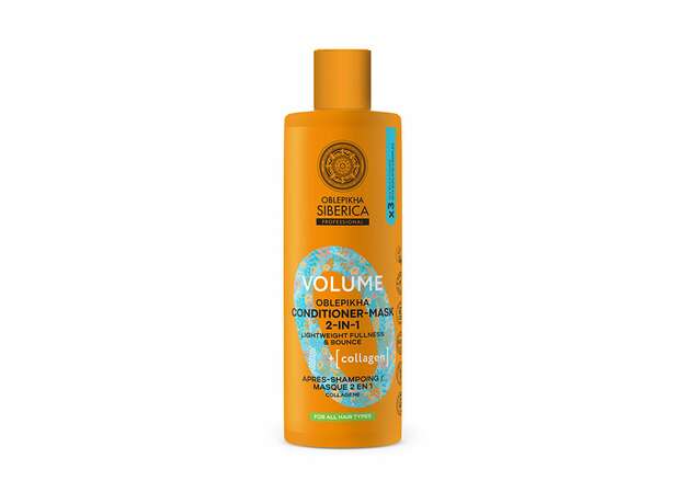Natura Siberica Oblepikha Ο Professional Conditioner-Μάσκα 2 σε 1 Ενίσχυσης Όγκου με 3x Ιπποφαές & Κολλαγόνο για Όλους τους Τύπους Μαλλιών, 400ml