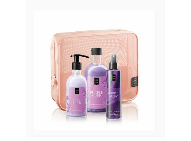 Lavish Care Purple Musk - Body Care Bag Set Σετ περιποίησης σώματος με νεσεσέρ