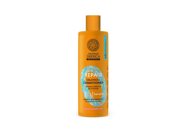 Natura Siberica Oblepikha Ο Professional Conditioner Αναδόμησης, με 3x Ιπποφαές & Κερατίνη για ξηρά και ταλαιπωρημένα μαλλιά, 400ml