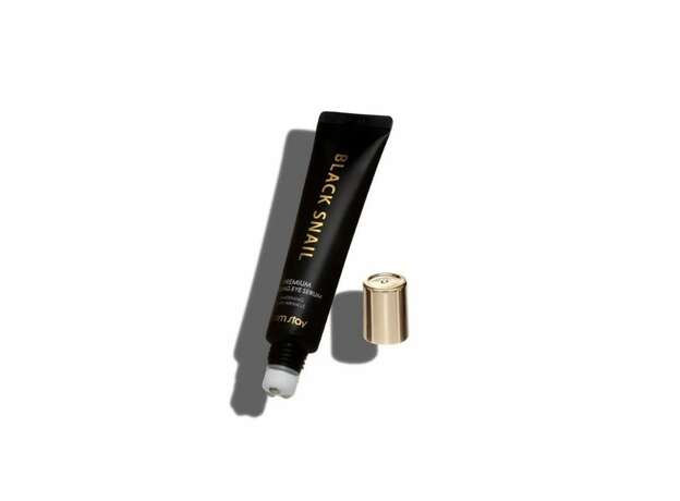 Farmstay Black Snail Premium Rolling Eye Serum-Αντιγηραντικός ορός ματιών με 3 κυλίνδρους για απαλό μασάζ. 25ml