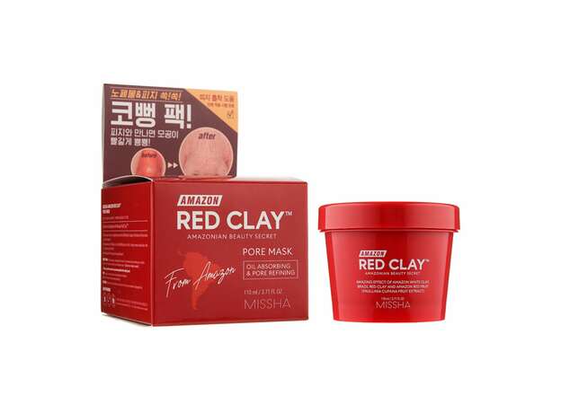 Missha Amazon Red Clay Μάσκα καθαρισμού για μείωση του σμήγματος και ελαχιστοποίηση των πόρων με άργιλο 110ml