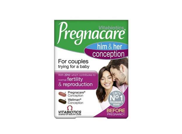 Vitabiotics Pregnacare Him & Her Conception,Συμπλήρωμα Για Ενίσχυση Της Γυναικείας και Της Ανδρικής Γονιμότητας, 60tabs