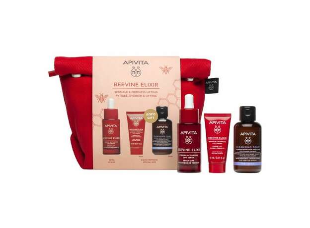 Apivita Promo Beevine Elixir με Beevine Elixir Serum , 30ml & Δώρο Κρέμα Προσώπου Σύσφιξης & κατά των Ρυτίδων, 15ml, Αφρό Καθαρισμού, 75ml & Nεσεσέρ, 1τεμ, 1σετ