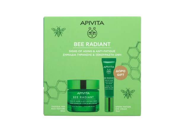 Apivita Promo Bee Radiant  Κρέμα Πλούσιας Υφής 50ml & Δώρο Κρέμα Ματιών 15ml 2τμχ