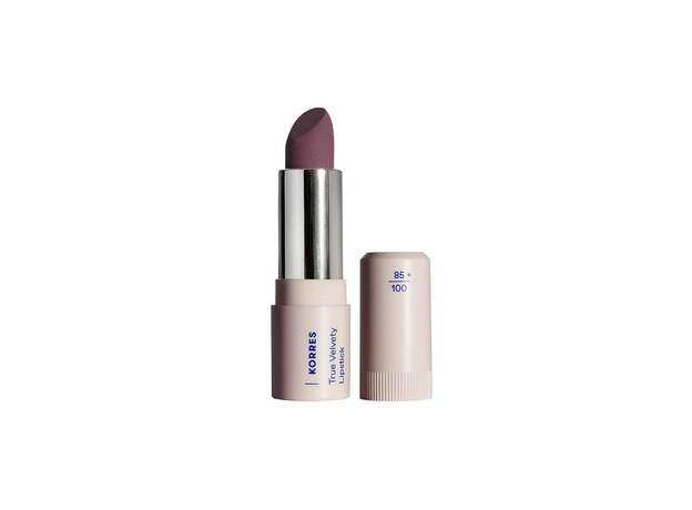 Korres True Velvety Lipstick  - 25 Plum Rose Κραγιόν με Κρεμώδη υφή & Πλούσιο Χρώμα με Μόλις Ένα Πέρασμα 3g