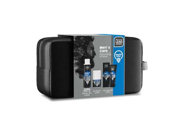 Pharmalead Promo Men's Care Σετ Περιποίησης για τον Άνδρα με Gel Μαλλιών για Styling, 100ml, Αποσμητικό Roll-On, 50ml & Δώρο Ανδρικό Σαμπουάν - Αφρόλουτρο 3σε1, 100ml & Νεσεσέρ, 1τεμ, 1σετ