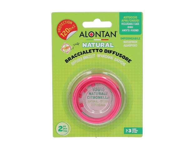 ALONTAN Εντομοαπωθητικά Βραχιόλια με Σιτρονέλλα για Παιδιά ροζ 2τμχ