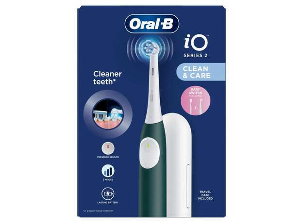 Oral-B iO series 2 Clean & Care Green with Travel Case, Ηλεκτρική Οδοντόβουρτσα Πράσινη με Θήκη 1σετ