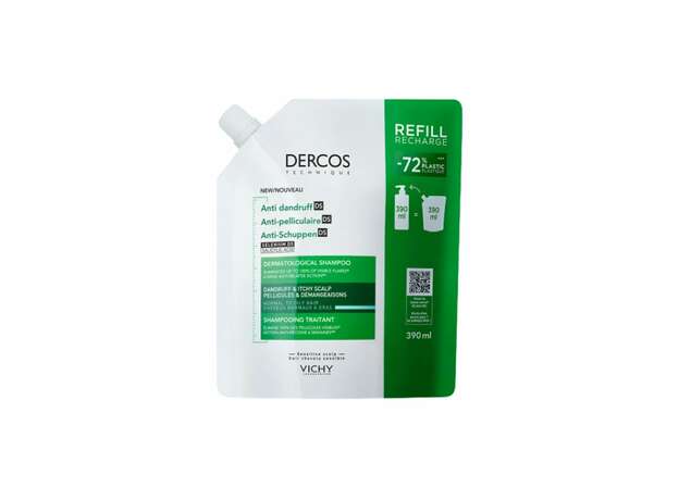 Vichy Dercos Anti-Dandruff DS Refill Σαμπουάν κατά της Ξηροδερμίας, της Πιτυρίδας και του Κνησμού για Κανονικά - Λιπαρά Μαλλιά Ανταλλακτικό, 390ml