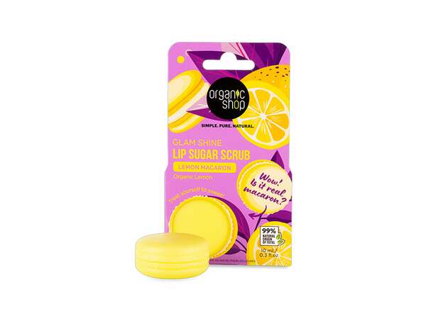 Organic Shop Lip Sugar Scrub Lemon Macaron με Οργανικό Λεμόνι για Απαλά & Λεία Χείλη, 10ml