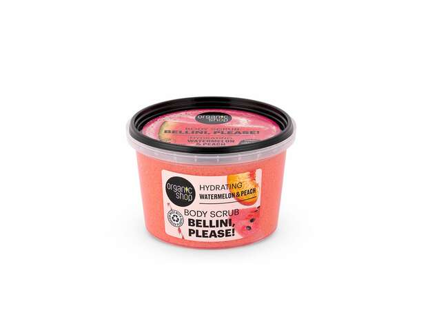 Organic Shop Bellini, please! Ενυδατικό Scrub σώματος, Καρπούζι & Ροδάκινο, 250ml