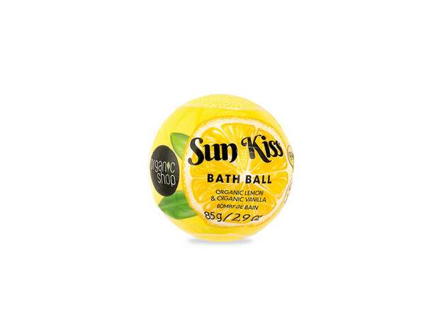 Organic Shop Sun Kiss οργανικό Λεμόνι & οργανική Βανίλια bath ball, 85g