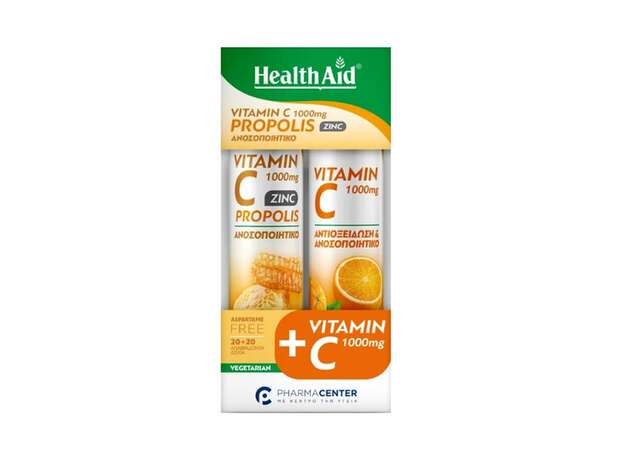 Health Aid Promo Pack Vitamin C 1000mg Propolis, 20tabs & Vitamin C 1000mg, 20tabs