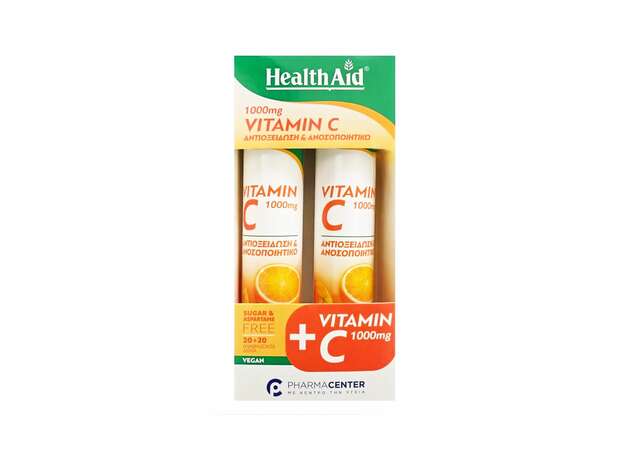 HEALTH AID Promo Vitamin C 1000mg Orange Βιταμίνη C με Γεύση Πορτοκάλι 1+1 ΔΩΡΟ, 2x20eff.tabs