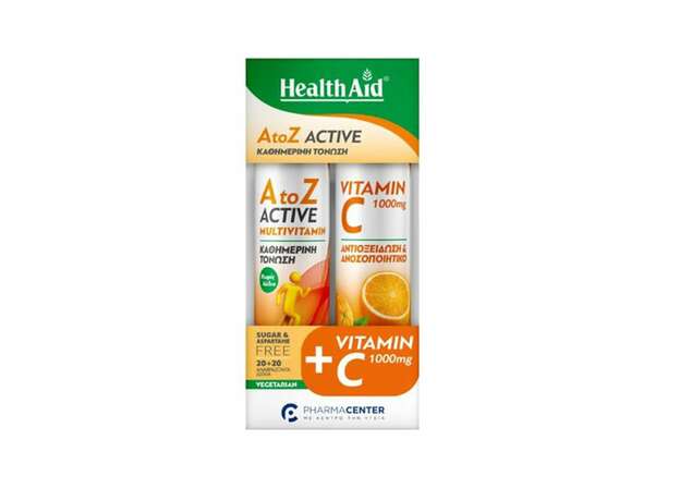 Health Aid Promo Pack A to Z Active, 20tabs & Vitamin C 1000mg, 20tabs