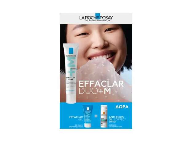 La Roche-Posay Promo Effaclar Duo+M Κρέμα για την Ακμή, 40ml & Effaclar Gel Τζελ Καθαρισμού Προσώπου, 50ml & Anthelios Oil Correct Spf50+ Αντηλιακό Προσώπου κατά των Ατελειών, 3ml