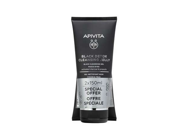 Apivita Promo Black Detox Cleansing Jelly Καθαριστικό Προσώπου & Ματιών με Ενεργό Άνθρακα & Πρόπολη 2x150ml