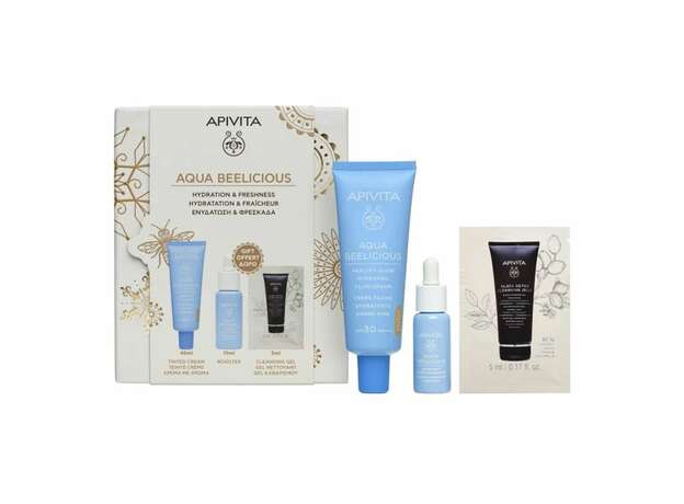 Apivita Promo Aqua Beelicious Tinted Cream SPF30 40ml + Booster 10ml + Black Detox Cleansing Gel 5ml