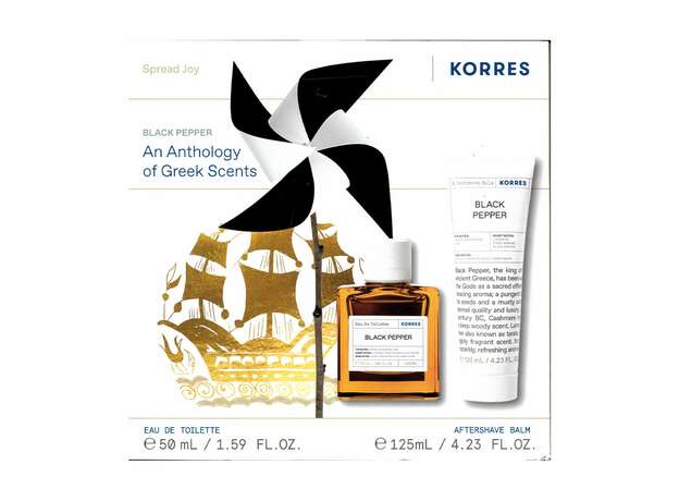 Korres Σετ Ανδρικό Άρωμα Μαύρο Πιπέρι Eau de Toilette 50ml & Γαλάκτωμα για μετά το Ξύρισμα 125ml