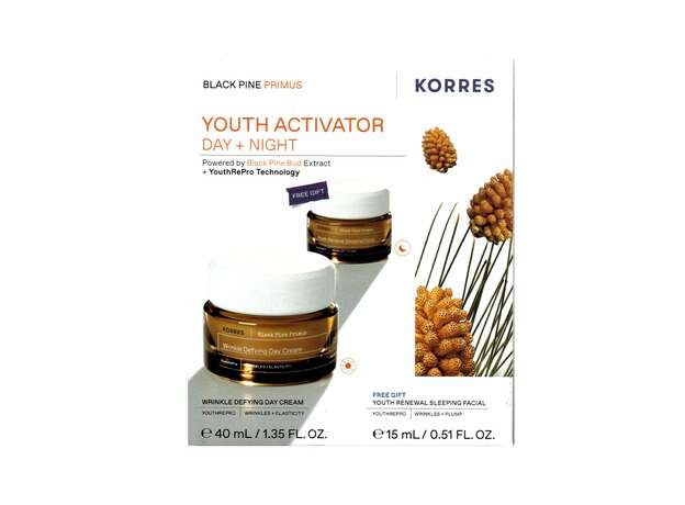 Korres PROMO Black Pine Primus Λείανση Ρυτίδων + Ελαστικότητα Κρέμα Νεότητας Ημέρας 40ml - ΔΩΡΟ Black Pine Primus Λείανση Ρυτίδων + Ελαστικότητα Κρέμα Νεότητας Νυκτός 15ml