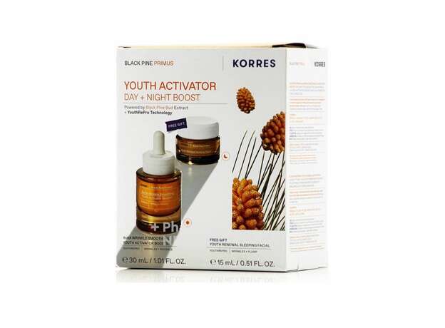 Korres Promo Black Pine Primus 6xHA Wrinkle Smoothing Youth Activator Booster 30ml & Youth Renewal Sleeping Facial 15ml