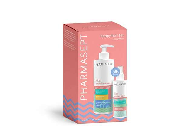 Pharmasept Happy Hair Set Promo ( -50% στο Δεύτερο Προϊόν) Kids Soft Hair Σαμπουάν, 400ml & Λοσιόν για Ξεμπέρδεμα Μαλλιών, 150ml, 1σετ