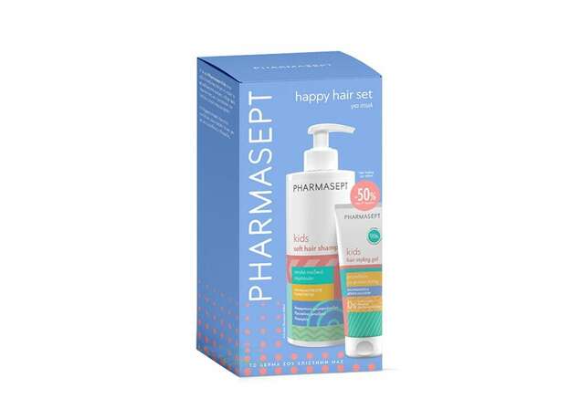 Pharmasept Happy Hair Set Promo (-50% στο Δεύτερο Προϊόν) Kids Soft Hair Σαμπουάν, 400ml & Soft Hair Styling Τζέλ Μαλλιών, 100ml, 1σετ