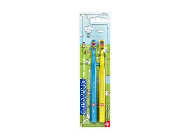Curaprox Kids Ultra Soft Toothbrush Μαλακή Οδοντόβουρτσα για Παιδιά, 2τεμ