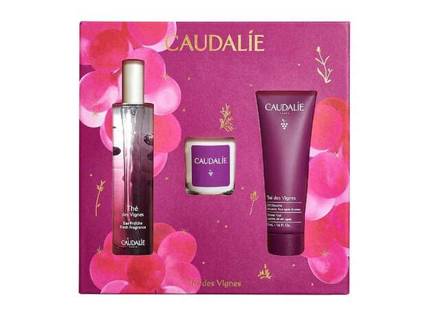 Caudalie The des Vignes Fresh Fragrance 50ml & Shower Gel 50ml & Scented Candle 35g