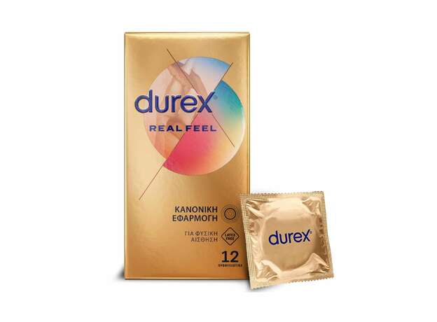 Durex Real Feel Προφυλακτικά από Προηγμένο Υλικό για πιο Φυσική Αίσθηση Κατά την Επαφή, 12τεμ