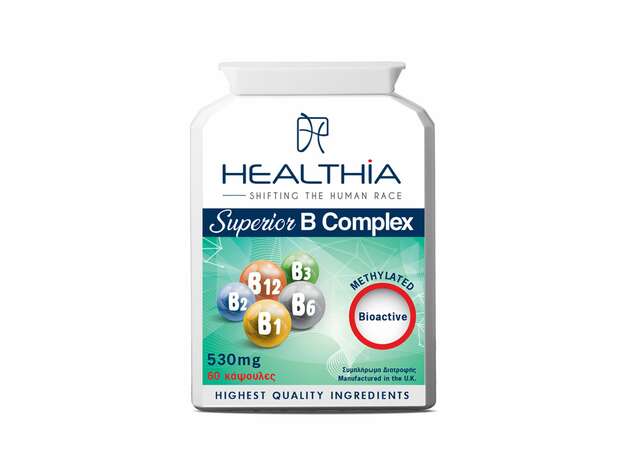 Healthia Superior B Complex 530mg, Συμπλήρωμα Διατροφής με Σύμπλεγμα Βιταμινών Β, 60 caps