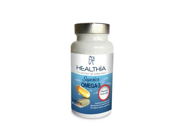 Healthia Superior Omega 3 1380mg, Συμπλήρωμα Διατροφής με Ω3 Λιπαρά Οξέα, 60 caps