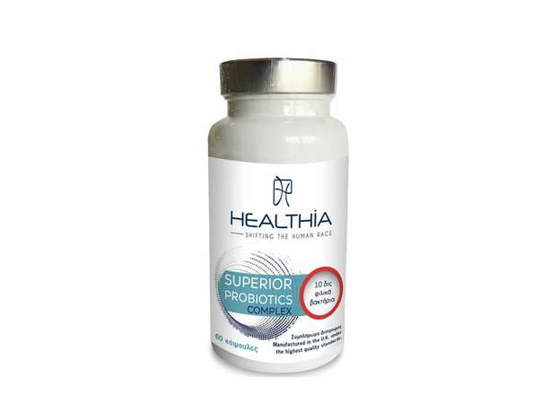 Healthia Superior Probiotic Complex, επιλεγμένα στελέχη προβιοτικών μικροοργανισμών με ινουλίνη  60caps