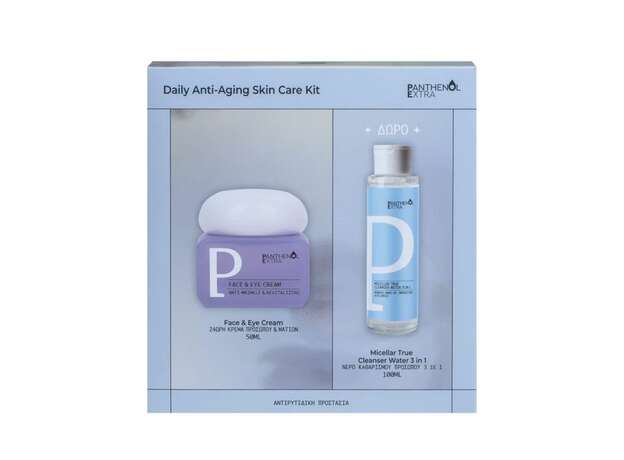 Medisei Panthenol Extra Promo Daily Anti-Aging Skin Care Kit Panthenol Extra Face & Eye Cream 50ml + Panthenol Extra Micellar True Cleanser Water 3 in 1 100ml