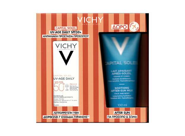 Vichy Promo Vichy Capital Soleil SPF50+ UV-Age Daily 40ml & Δώρο Soothing After-Sun Milk 100ml