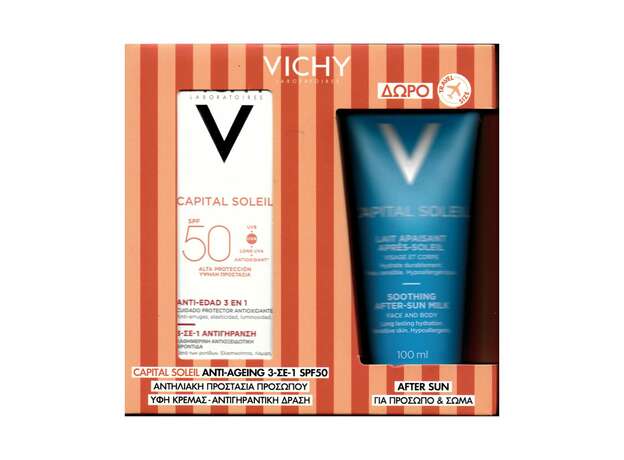 Vichy Promo Capital Soleil Anti-Ageing 3 in 1 SPF50 50ml & Δώρο Soothing After-Sun Milk 100ml