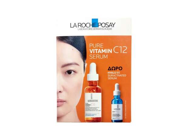 LA ROCHE POSAY Promo Pure Vitamin C12 Serum, Αντιοξειδωτικός Αντιρυτιδικός Ορός -30ml & ΔΩΡΟ Hyalu B5 Serum -10ml, 1σετ