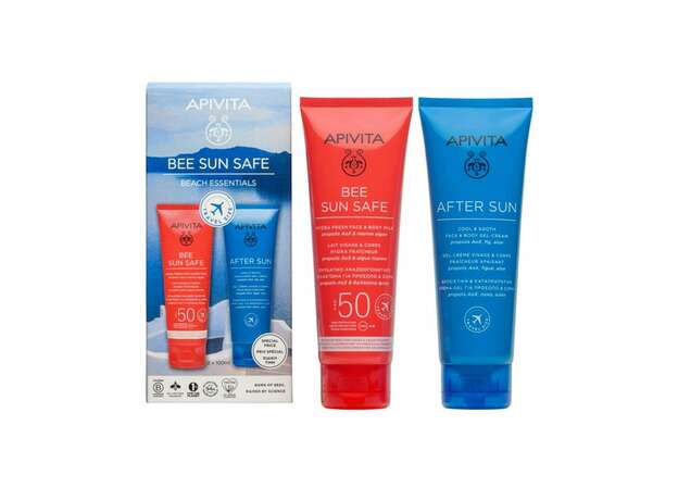 Apivita Promo Bee Sun Safe Hydra Fresh Face & Body Milk Spf50 & After Sun Cool & Sooth Face & Body Gel-Cream With Fig, Aloe & Propolis Travel Size 100ml