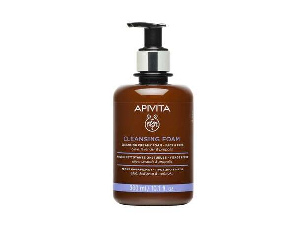 Apivita Cleansing Foam Face-Eyes, Αφρός Καθαρισμού, με Ελιά, Λεβάντα και Πρόπολη 300ml